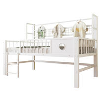 KINDERBETT 90/200 cm aus Metall mit Stauraum und Kleiderstange - Weiß, Metall (90/200cm) - Flora Grace