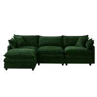 ECKSOFA 267/154/85 cm Grün mit Chaiselongue und Hocker - Grün, Textil (267/154cm) - Oxeza
