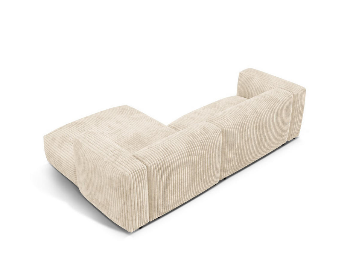 ECKSOFA modular rechts Martina aus Cord leichtes beige 2 Sitzplätze - Creme, Textil (176/283cm) - Micadoni