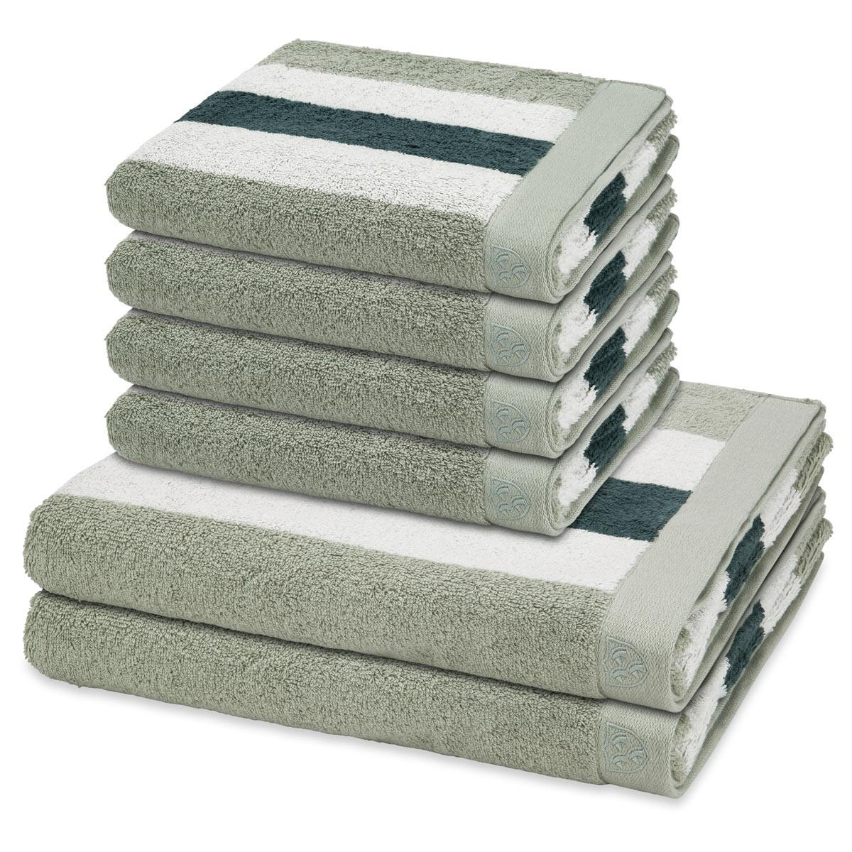 FROTTIERSET Doubleface Stripes 6-teilig - Grün, Textil (50/100cm) - Ross