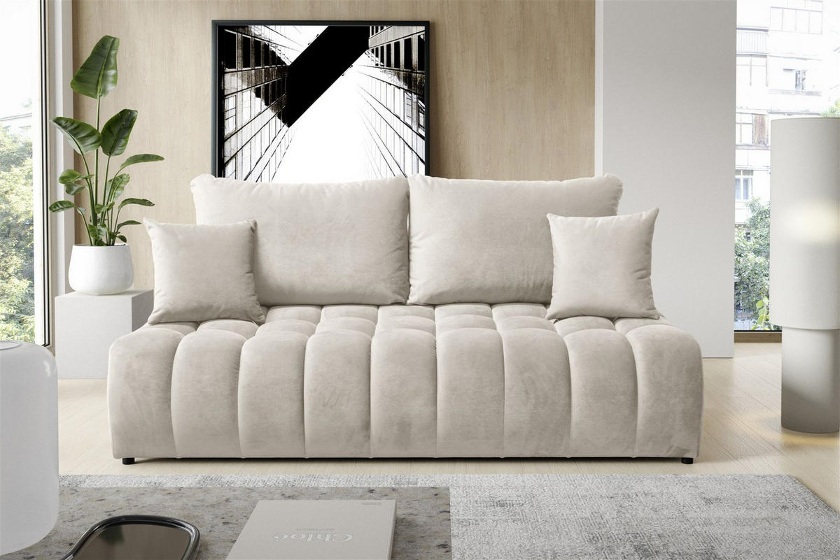 SCHLAFSOFA Nina - Beige, Holzwerkstoff/Textil (200/96/107cm) - Fun Möbel