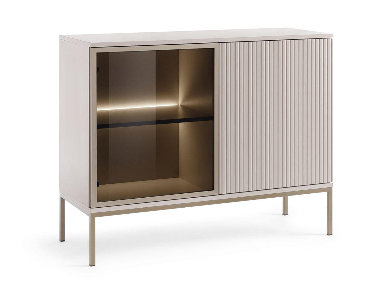 KOMMODE Kaschmir 104/83/39 cm Deo - Kaschmir/Champagner, Glas/Holz (104/85/39cm) - Graingold