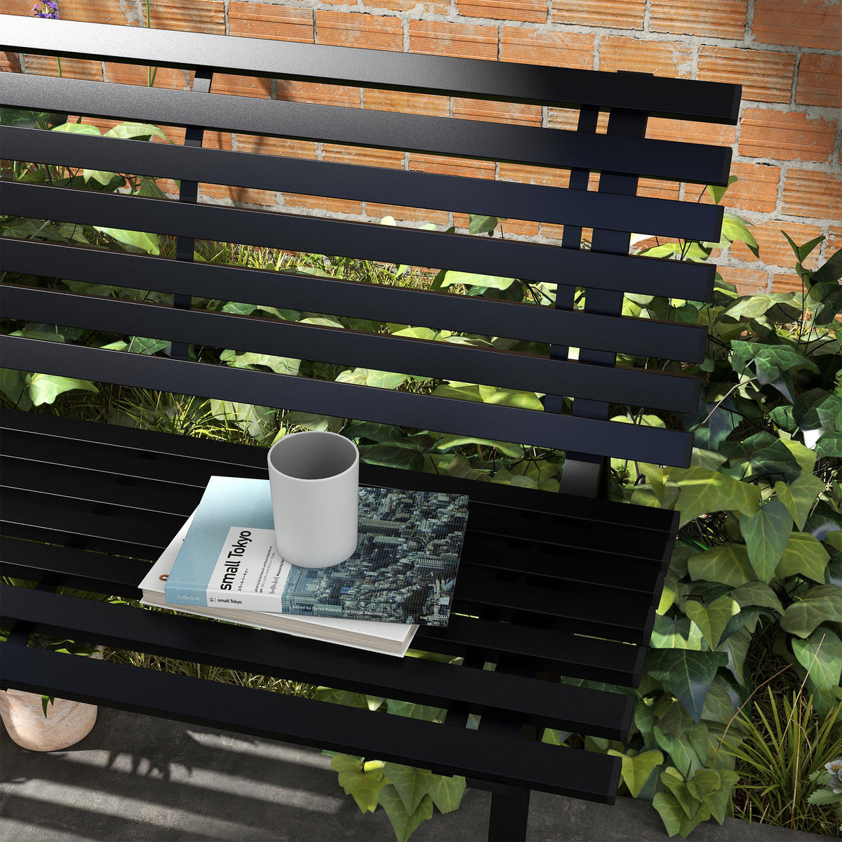 GARTENBANK DE-17767 2-Sitzer mit Aluminium-Lattenrost Schwarz - Schwarz, Metall (123/79/67cm) - ComfortXL
