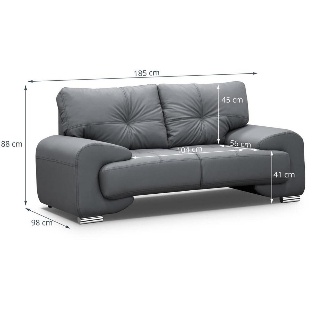 SOFA 2-SITZER Omega weiß - Chromfarben/Weiß, Leder/Metall (185/88/98cm) - Beautysofa