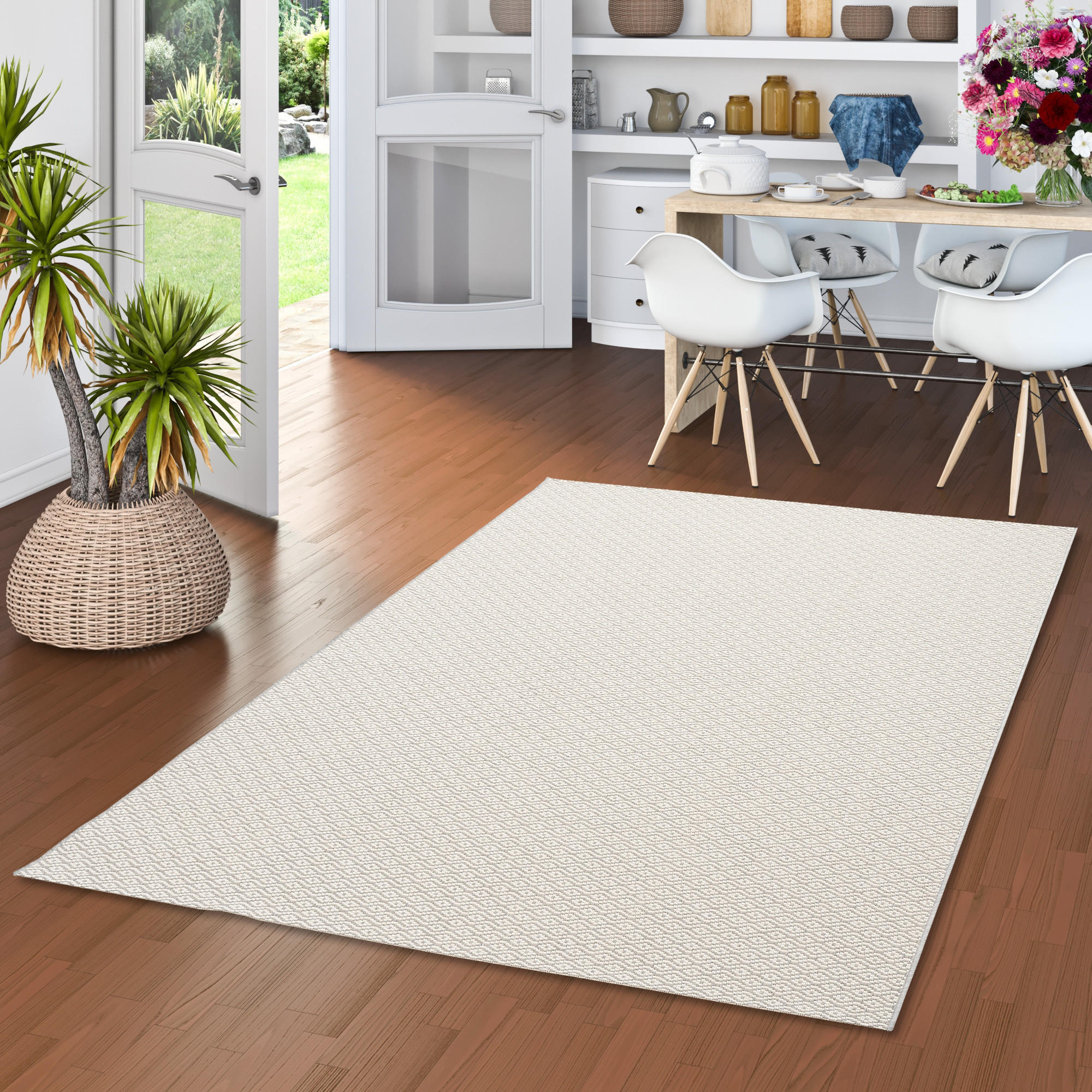 IN- UND OUTDOOR TEPPICH FLACHGEWEBE CARPETTO - Silberfarben/Creme, Textil (200/290cm) - Pergamon