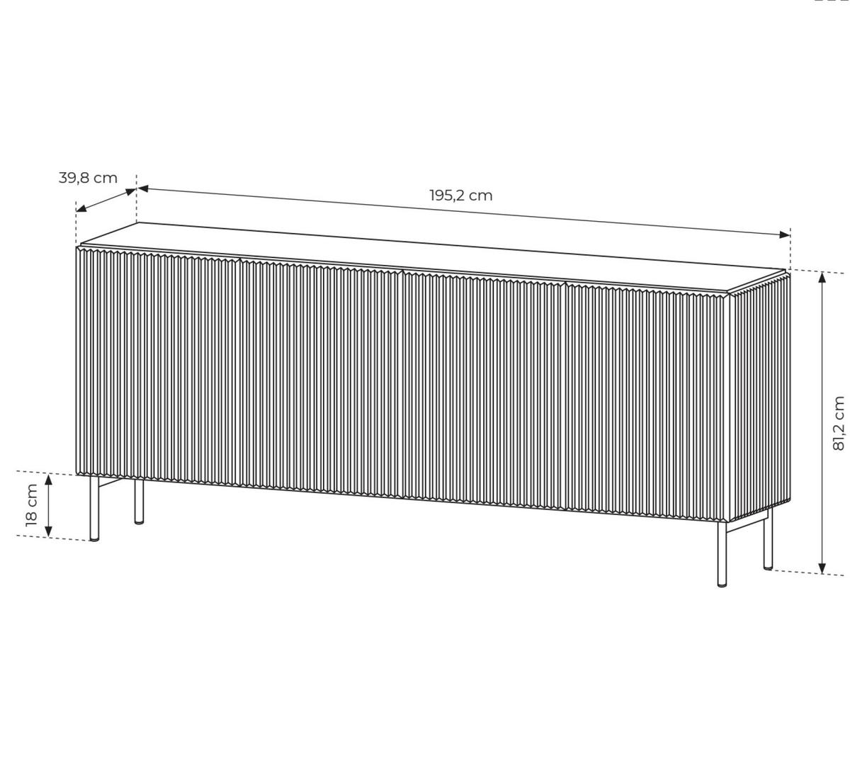 SIDEBOARD MUTI Beige 195x40x81 cm - Beige, Holzwerkstoff (195/81/40cm) - FURNLUX