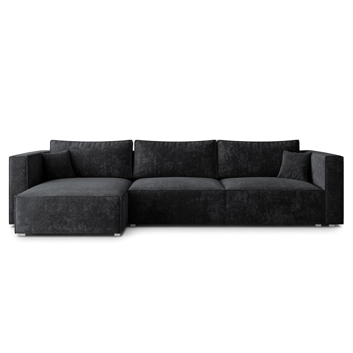 ECKSOFA TOLMO LM Schwarz Chenille mit Schlaffunktion - Schwarz, Holzwerkstoff/Textil (347/148cm) - MASSENO