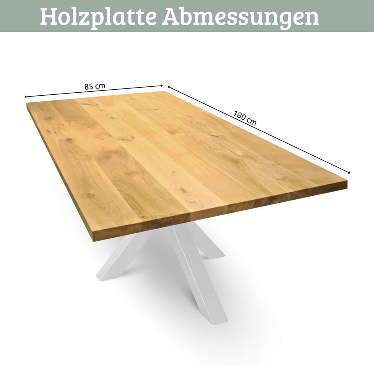 MASSIVHOLZPLATTE Eiche ERIK 180x85 cm Tischplatte rechteckig - Braun, Holz (180/85/4cm) - DELUKE