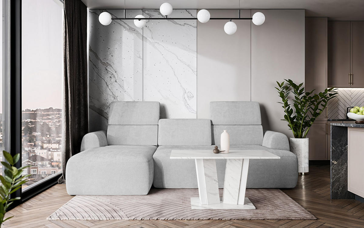 COUCHTISCH 100 cm in Weißer Marmor-Optik - Weiß, Holzwerkstoff (60/100/55cm) - Home Collective