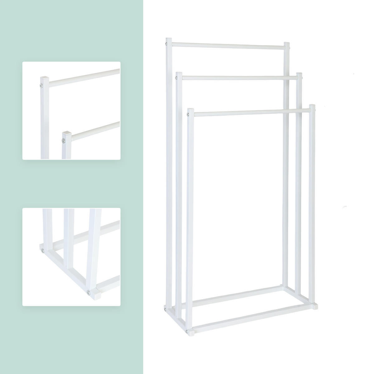 HANDTUCHHALTER - Weiß, Metall (44/86/21cm) - Relaxdays