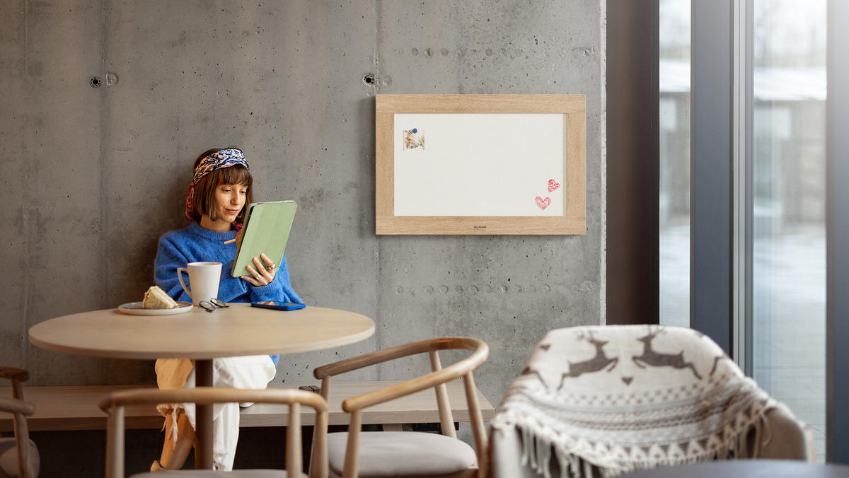 MAGNETISCHES Whiteboard, trocken abwischbar PREMIUM 90×60 cm, massiver Rahmen im Eichendesign - Weiß, Metall (90/60/2cm)