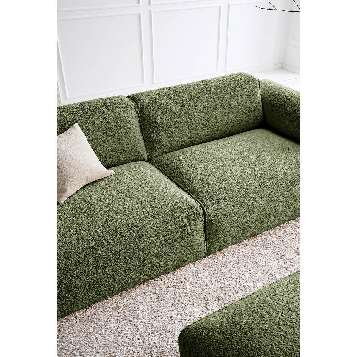 3-SITZER SOFA - Schwarz/Grün, Kunststoff/Textil (251/71/102cm) - home24