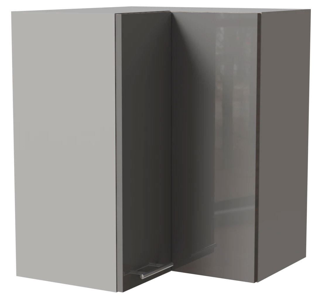 ECKHÄNGESCHRANK Essen W12/60 Grau Hochglanz / Grau Matt 60 / 60 / 72cm - Grau, Holz/Holzwerkstoff (60/72/60cm) - Feldmann-Wohnen