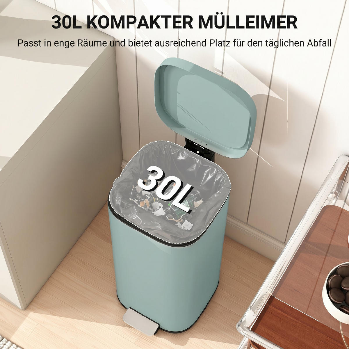 ABFALLEIMER Grun 1 Stück - Grün, Metall (29/59.5/36cm) - GiPP