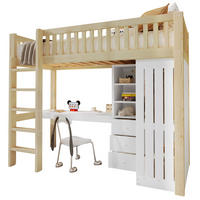 HOCHBETT 90/200 cm Natur aus Kiefernholz und MDF mit Schreibtisch und Stauraum - Naturfarben, Holz (90/200cm) - OKMYHOME