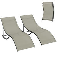 GARTENLIEGE Schwarzer Rahmen, khakifarbene Bespannung 2 Stück - Beige, Naturmaterialien (165/63/61cm) - GiPP
