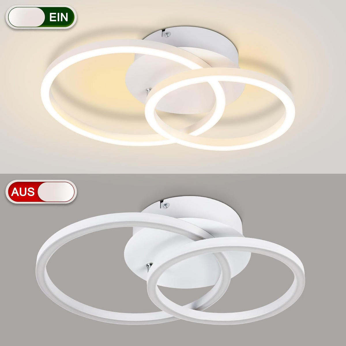 LED-DECKENLEUCHTE Eisenhainbach 25/7.4/34.4 cm - Weiß, Metall (34.4/25/7.4cm) - ZMH