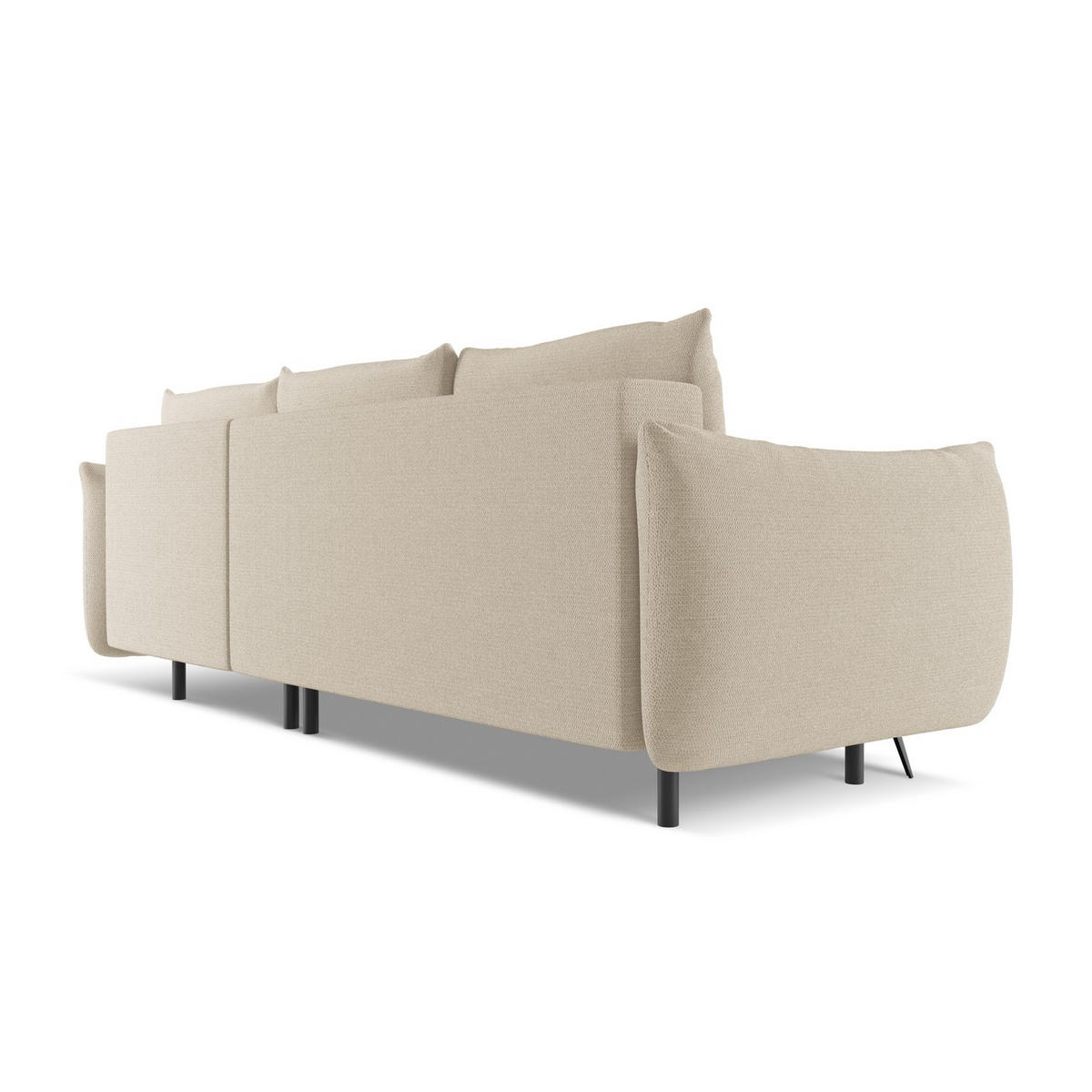 ECKSOFA mit Schlaffunktion Chenille Stoff Beige - Beige/Schwarz, Textil/Metall (242/162cm) - LaMiaSofa