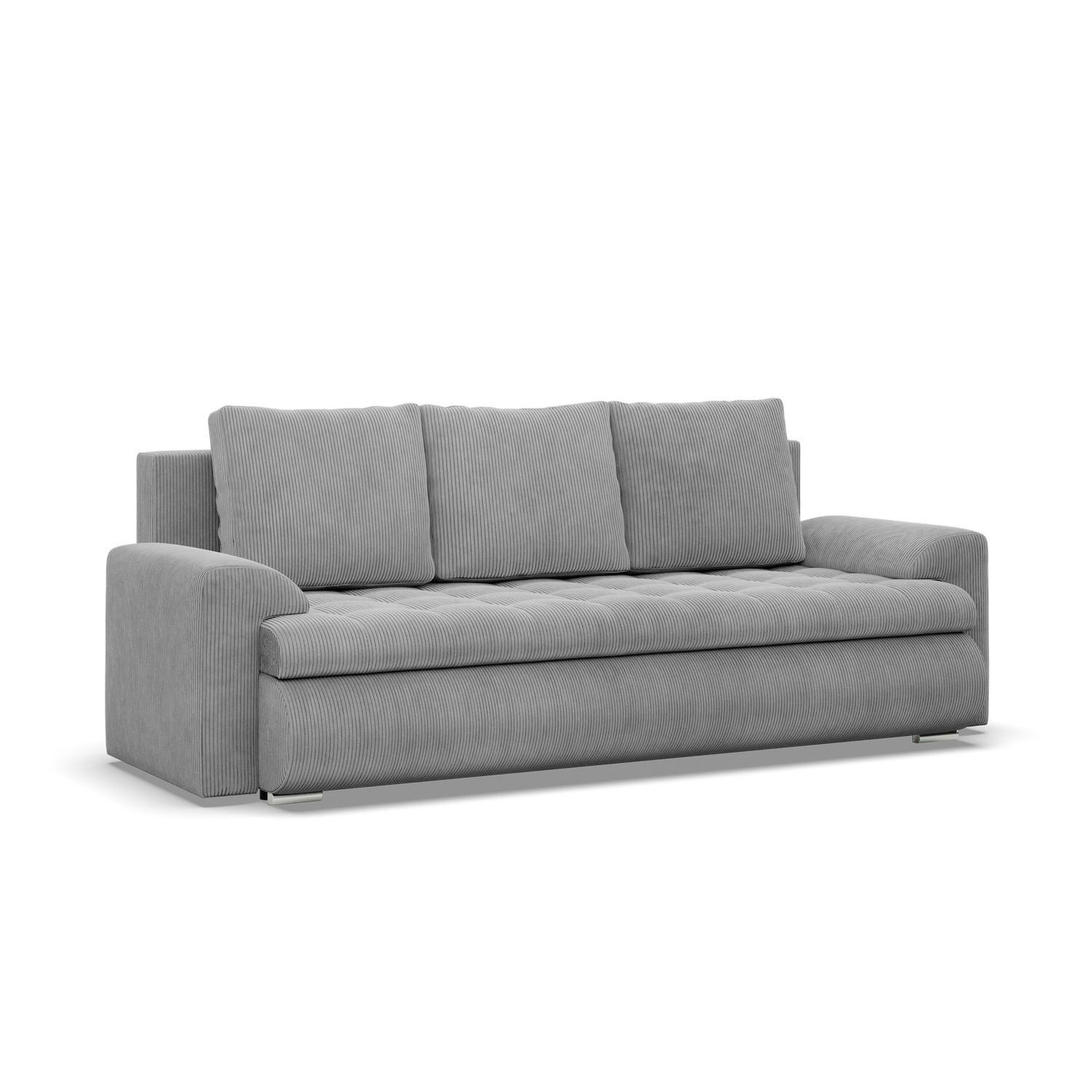 SOFA 3-SITZER MIT SCHLAFFUNKTION FORESTA, Cord - Grau - Grau, Textil (222/92/96cm)