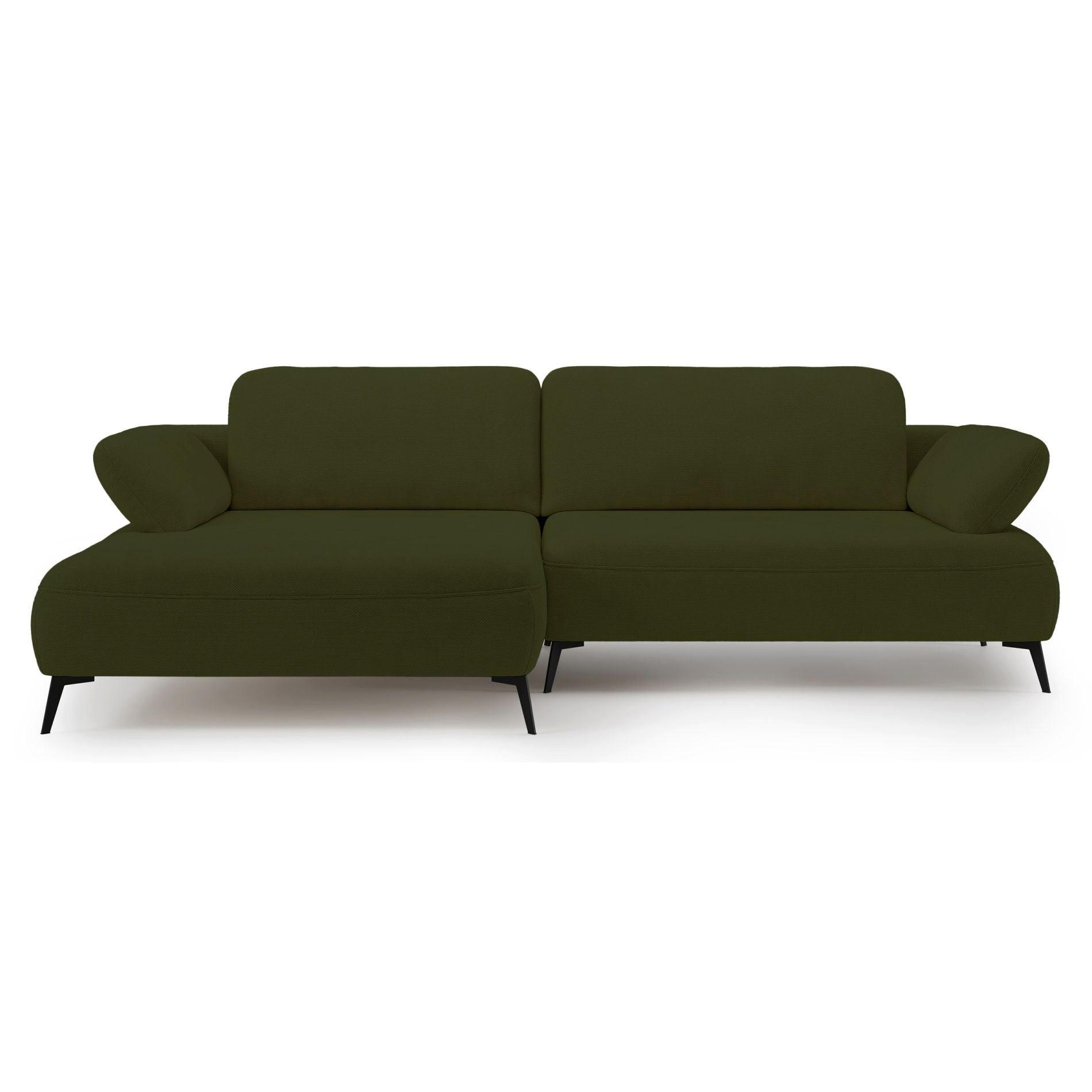 ECKSOFA Avolla Olivgrün links - Schwarz/Olivgrün, Textil/Metall (284/186cm) - Selsey