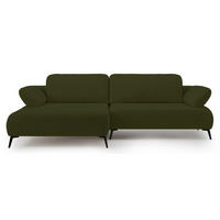 ECKSOFA Avolla Olivgrün links - Schwarz/Olivgrün, Textil/Metall (284/186cm) - Selsey