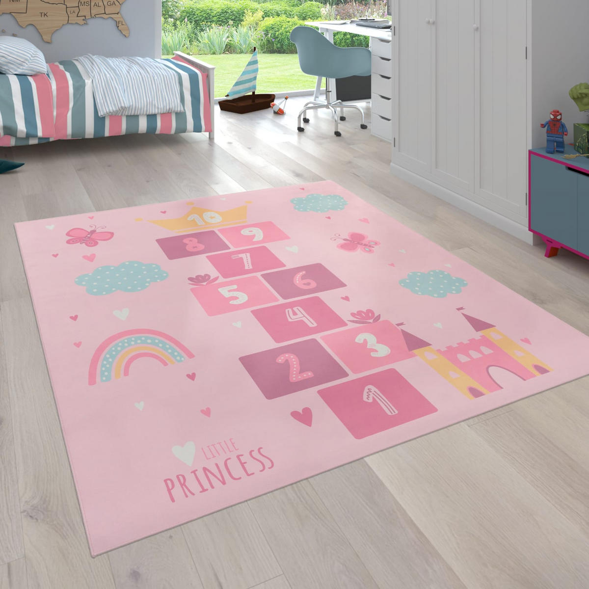 KINDERTEPPICH Waschbar, mit Prinzessinnen-Motiv, Rosa, 200 x 200 cm - Rosa, Textil (200/200cm) - KADIMA DESIGN