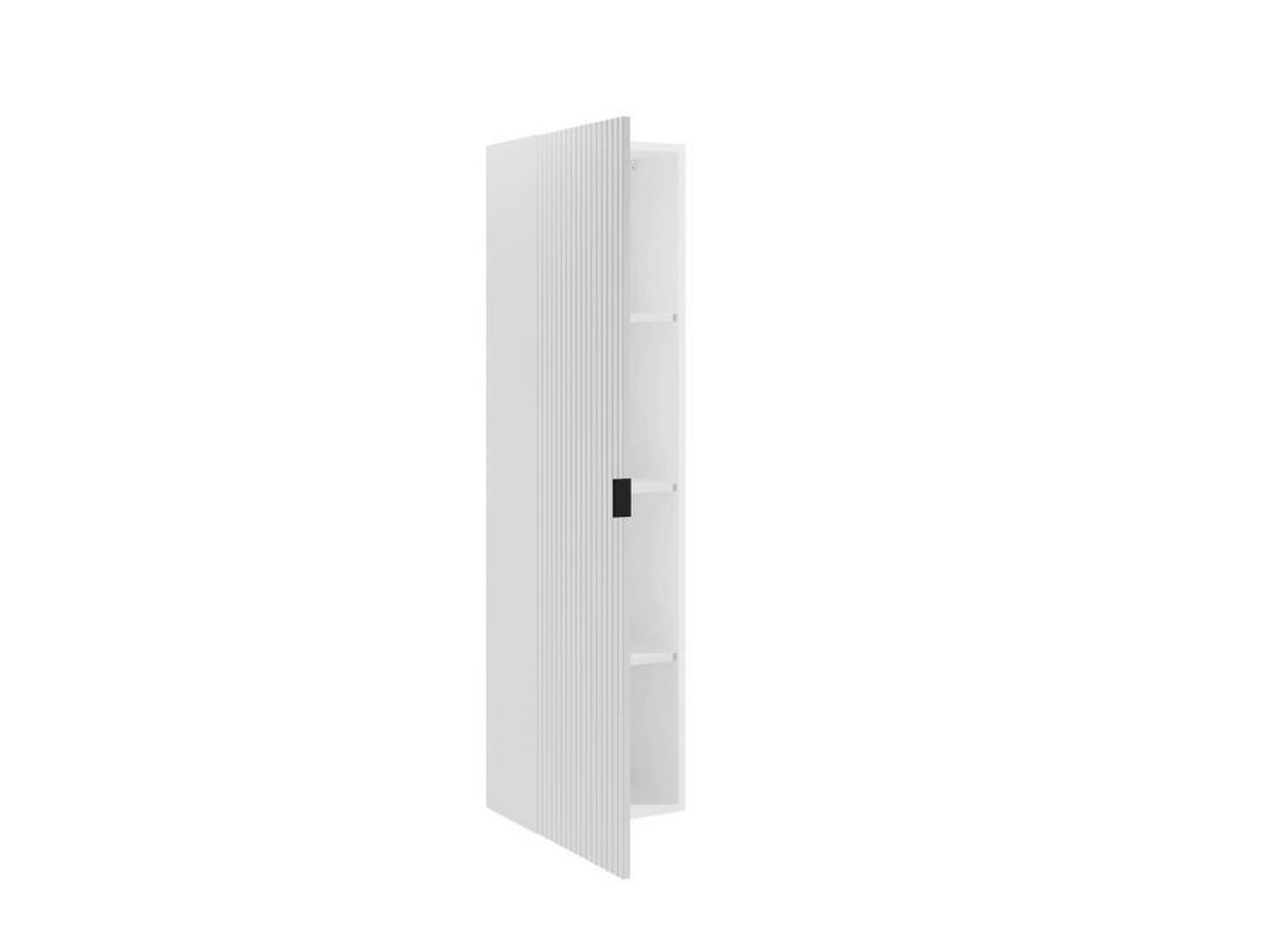 BADHOCHSCHRANK hängend - Streifenoptik - Weiß matt - H140 cm - ZEVINI - Weiß, Holz (25/140/35cm) - Vente-Unique