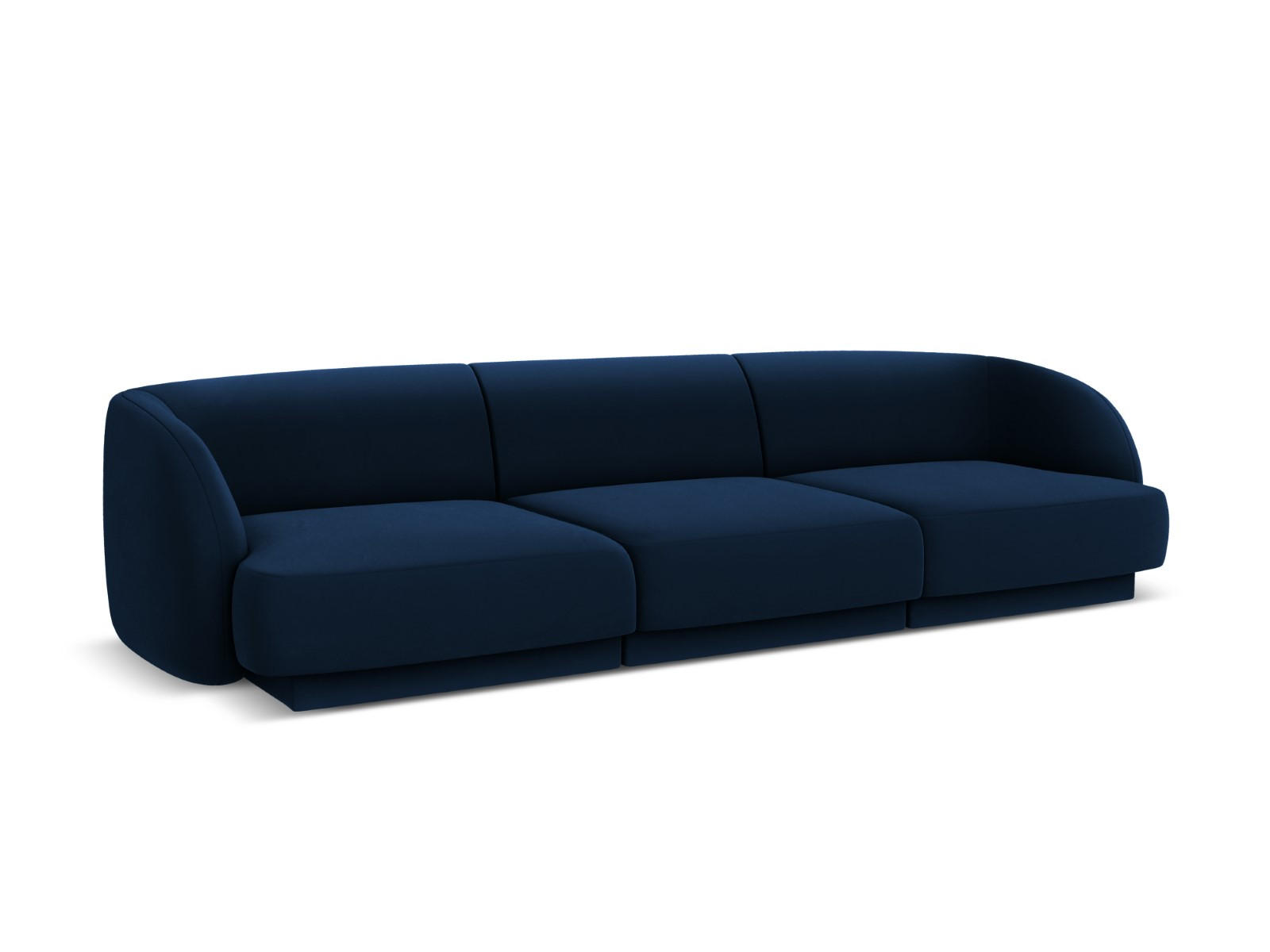 SOFA Miley aus Samt königsblau 3 Sitzplätze - Blau, Textil (90/70/255cm) - Micadoni