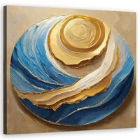 WANDBILD rund abstrakt blau - Blau, Textil (50/50cm) - Feeby