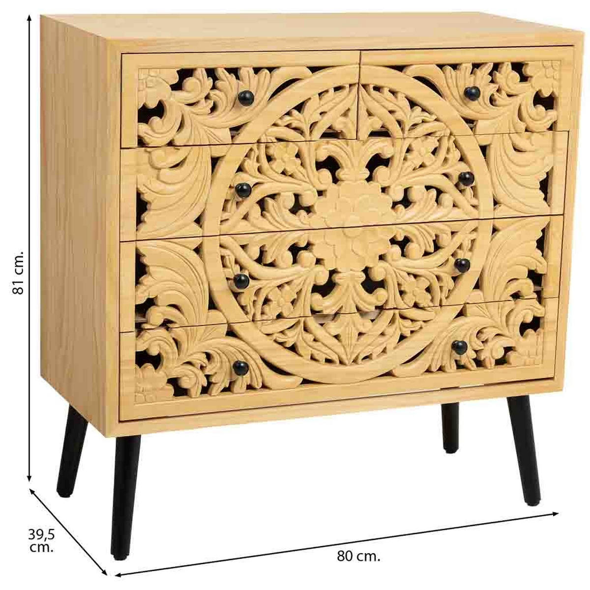 KOMMODE aus Holz, Braun, 80x40x81 - Braun, Holz (80/81/39cm) - Wanderlust