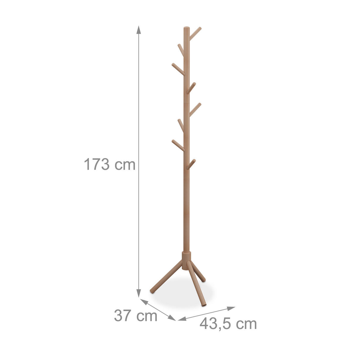 GARDEROBENSTÄNDER - Hellbraun, Holz (43.5/173/37cm) - Relaxdays