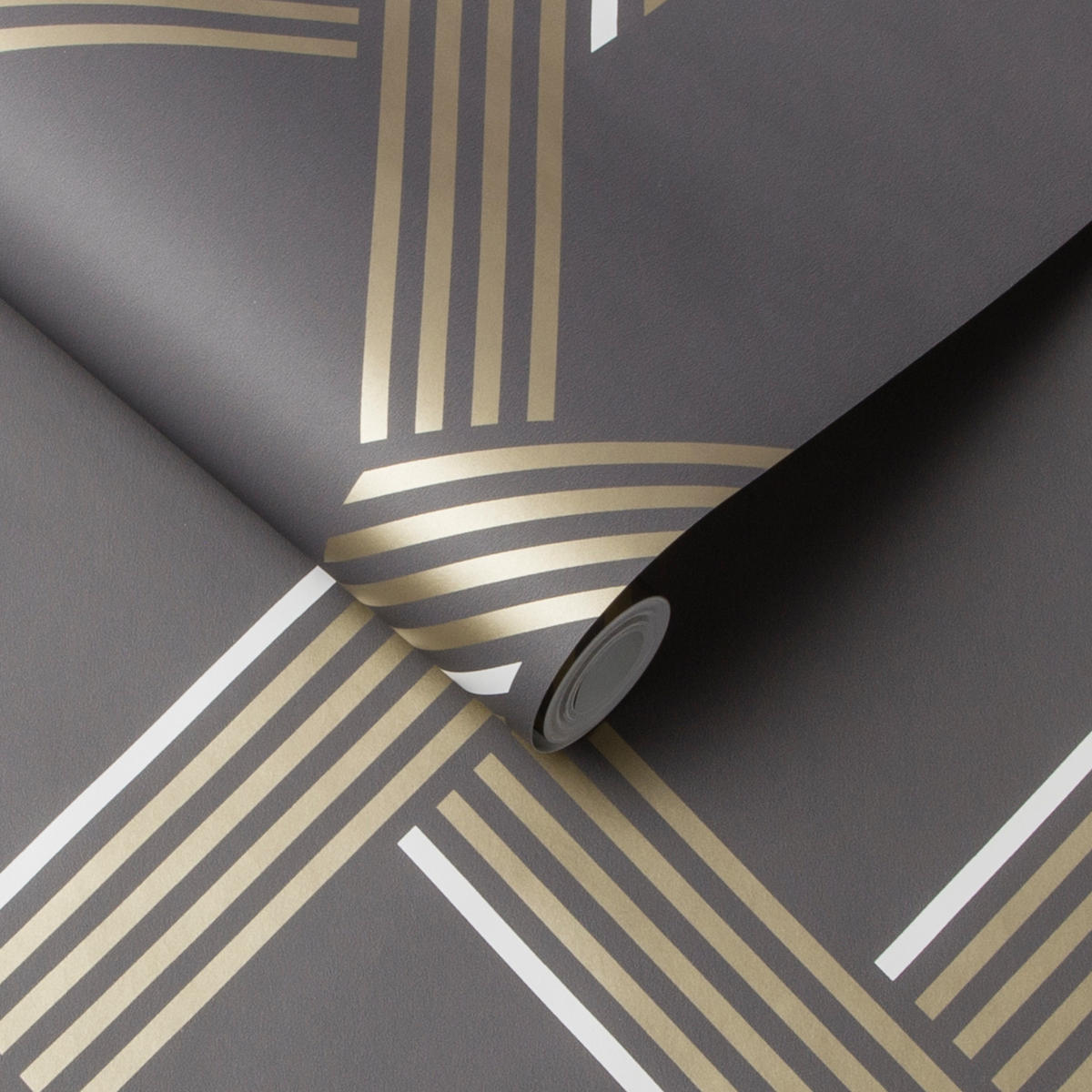 VLIESTAPETE Vector Graphite Gold - Goldfarben/Schwarz, Papier/Kunststoff (52/1005cm) - Graham & Brown
