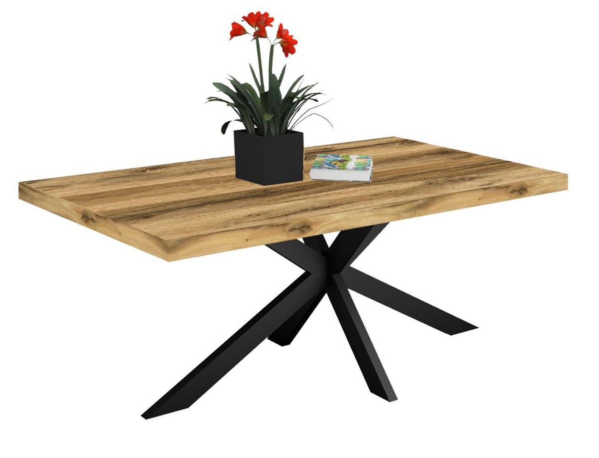 ESSTISCH Elgin 2 210x80x100 Metall+Holzwerkstoff Schwarz/Plankeneiche - Alteiche/Schwarz, Holzwerkstoff (210/100/80cm) - 58aufmkessel