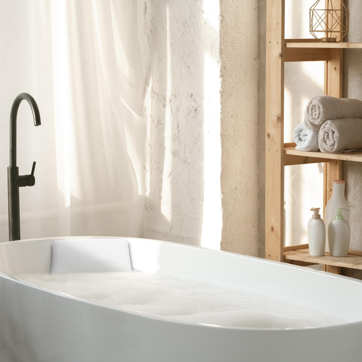 BADEWANNENKISSEN - Weiß, Kunststoff/Textil (28.5/5.5cm) - Relaxdays