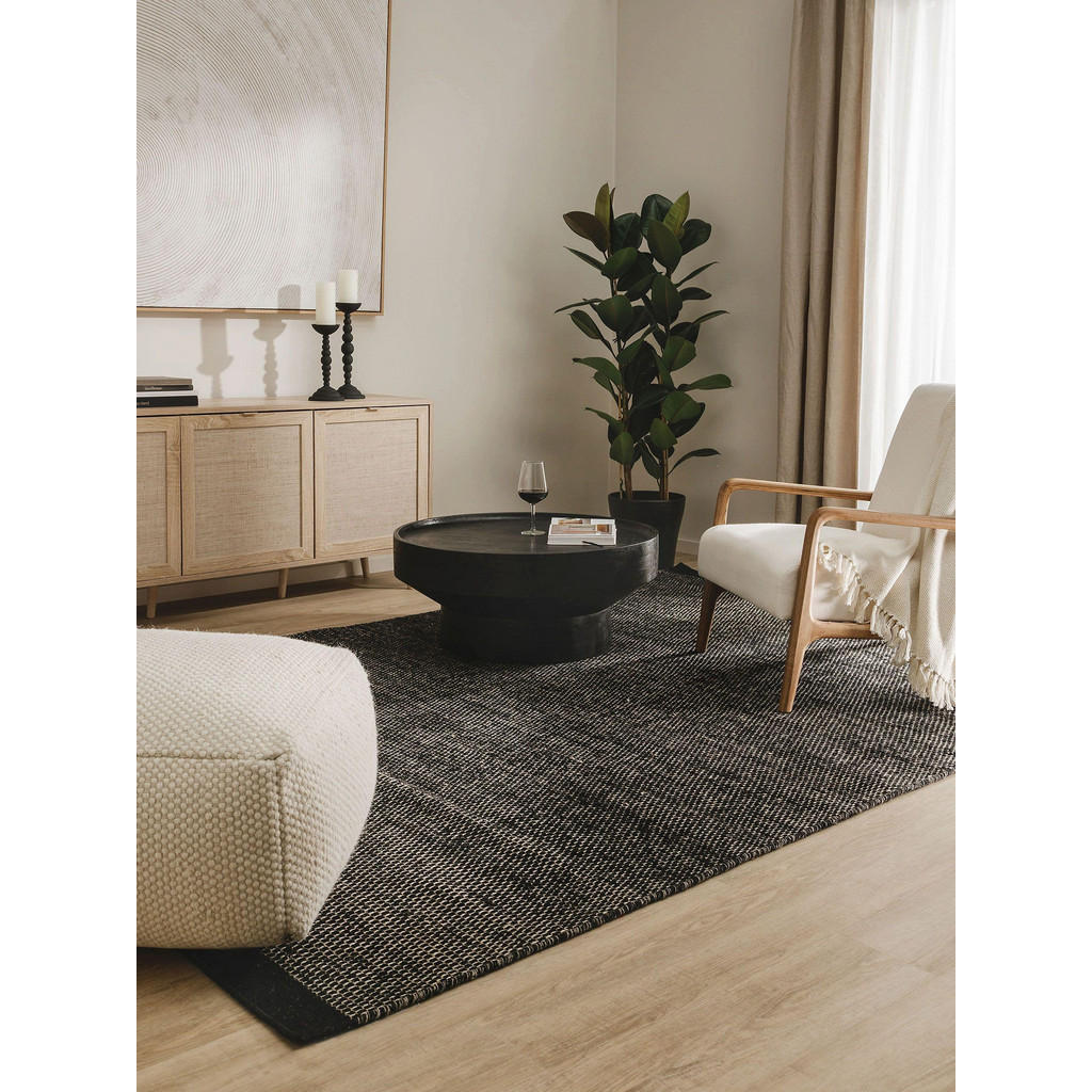 Thumbnail - benuta Pure Wollteppich, Schwarz, Textil, Beton Optik, Rechteckig, 200x300 cm, pflegeleicht, Teppiche & Böden, Teppiche,...