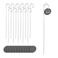 12XSCHIEFER-PFLANZENSCHILDER - Multicolor, Stein/Metall (9/42/6cm) - Relaxdays