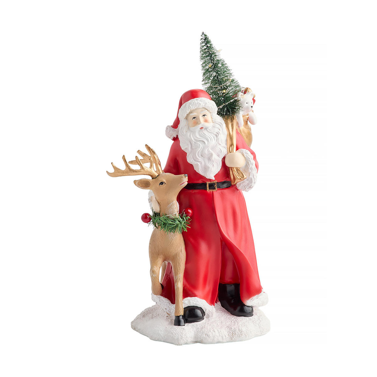 DEKOFIGUR Led CLAUSI, 14 x 14 cm, Rot, Beleuchtet Weihnachtsfigur, Weihnachtsdeko, Deko Wohnzimmer, Winter Christmas, XMAS Geschenk - Rot, Kunststoff (13/1/16cm) - home&you