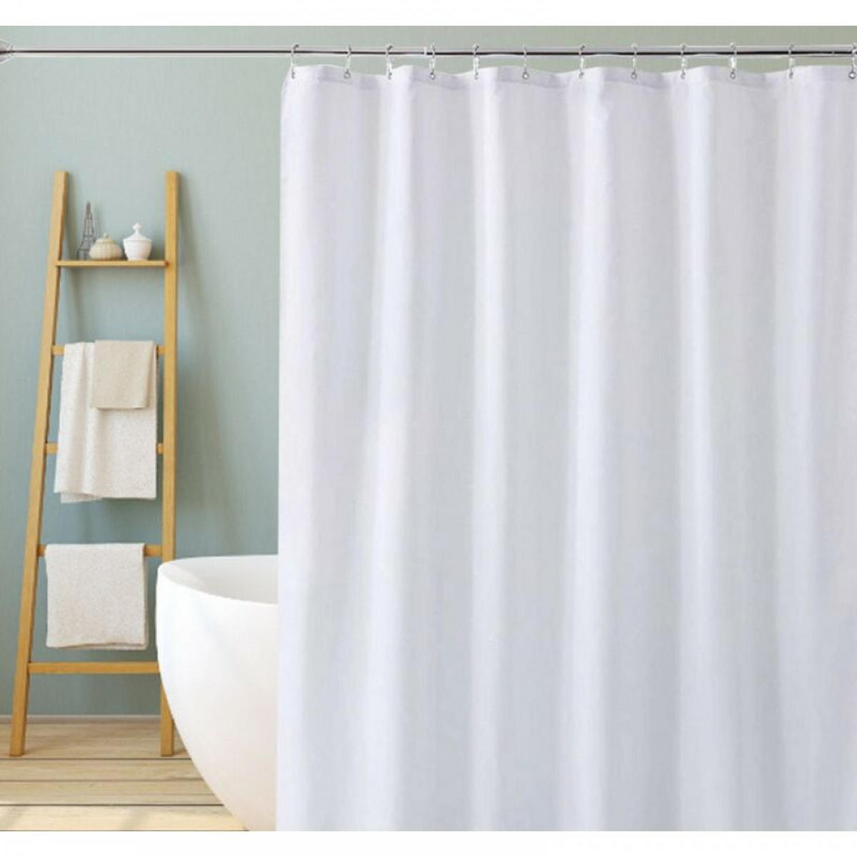 DUSCHVORHANG Weiß Polyester mit Haken - Weiß, Textil (200/100cm) - MCBOSON