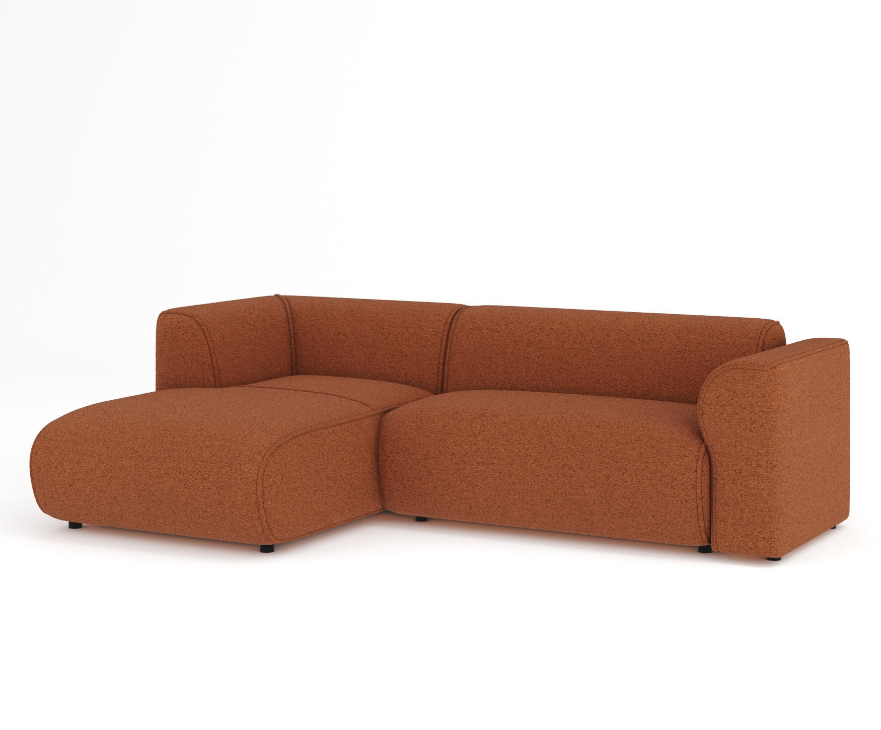ECKSOFA Melani Kupferfarbe Webstoff - Schwarz/Kupferfarben, Holz/Holzwerkstoff (253/153cm) - Maison de Reve