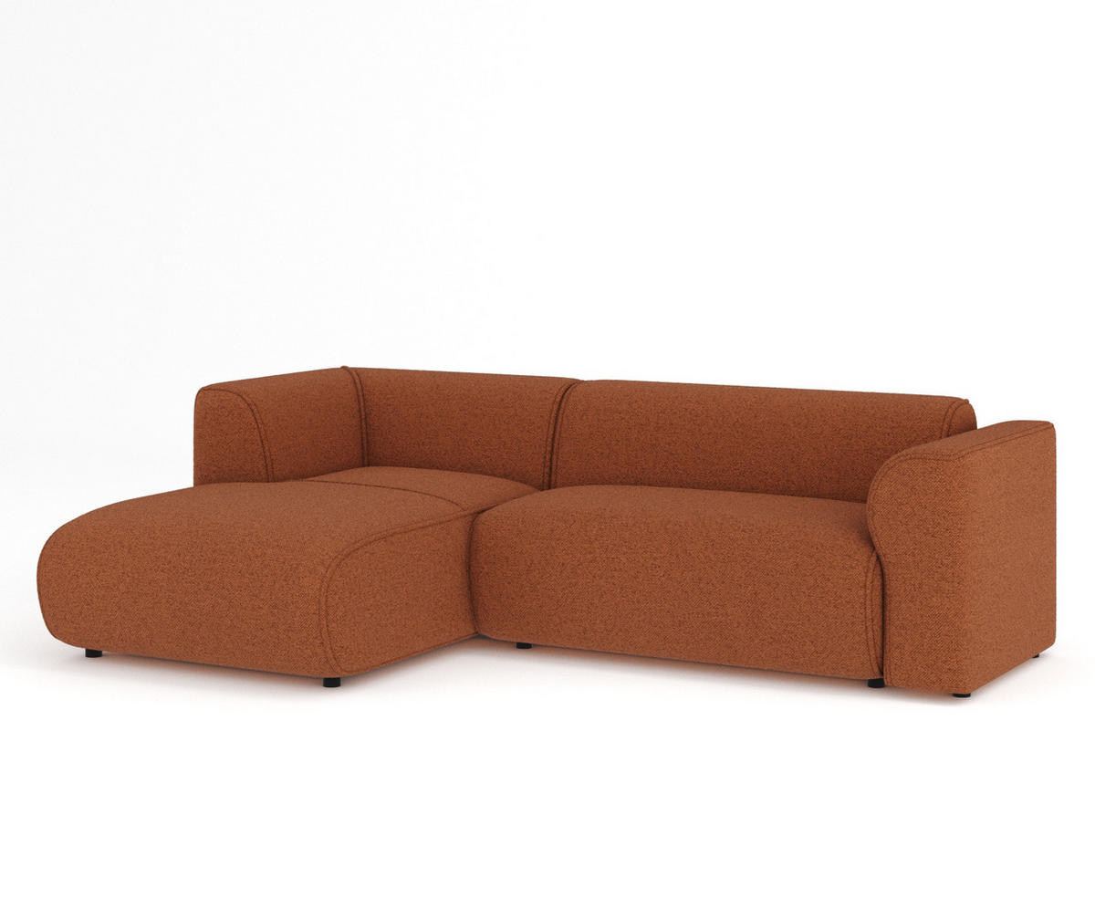 ECKSOFA Melani Kupferfarbe Webstoff - Schwarz/Kupferfarben, Holz/Holzwerkstoff (253/153cm) - Maison de Reve