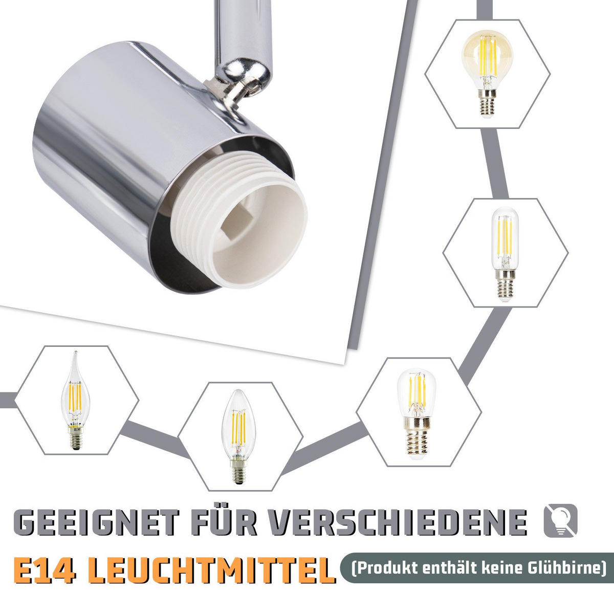 DECKENSTRAHLER Eingebung 70/10/16.5 cm - Weiß, Metall (70/10/16.5cm) - ZMH