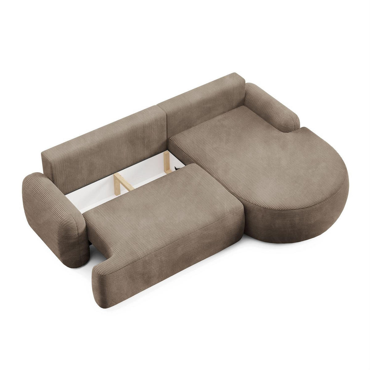 ECKSOFA CLEO II mit Schlaffunktion Version Rechte Poso 02 - Cappuccino, Kunststoff (264/172cm) - Lookway