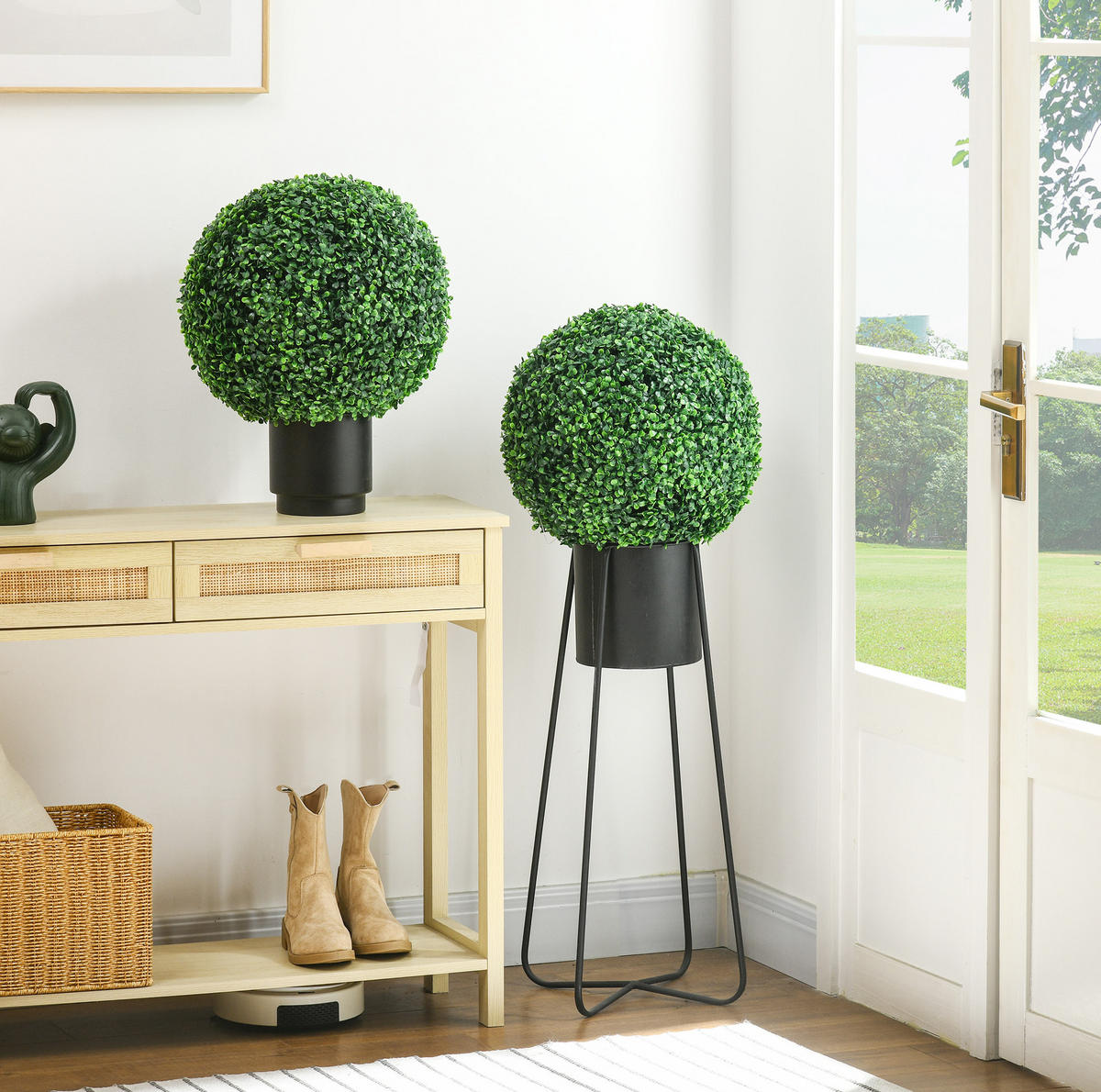 KUNSTPFLANZEN 40/40/40 cm grün aus Kunststoff mit UV-Schutz, 2er-Set - Grün, Kunststoff (40cm) - OKWISH