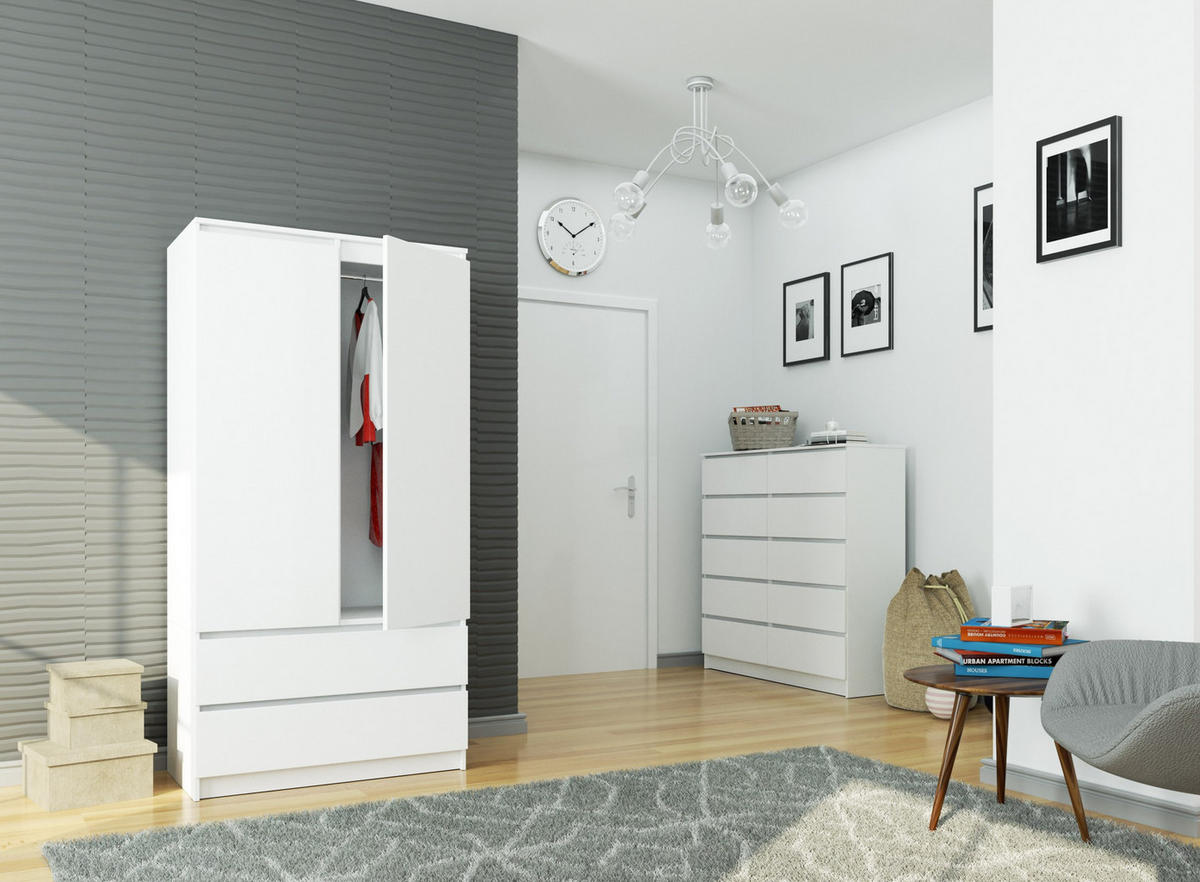 KLEIDERSCHRANK Weiß 180x51x90 cm - Weiß, Holzwerkstoff (180/180/51cm) - Akord