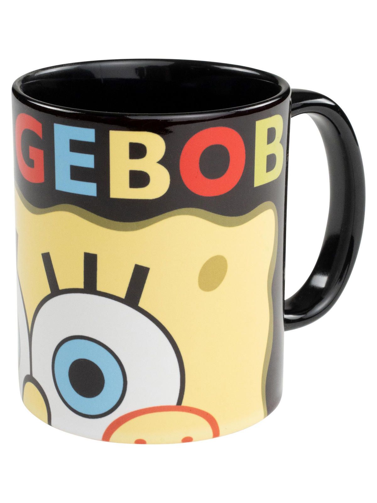 KAFFEEBECHER Spongebob Schwammkopf Schwarz 320 ml - Schwarz, Keramik (0.32L)