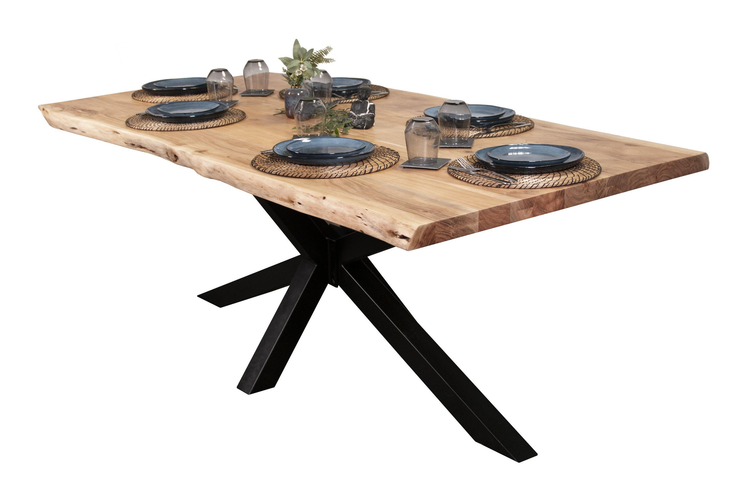 ESSTISCH CALI - Beige/Schwarz, Holz/Metall (100/200/77cm) - SAM