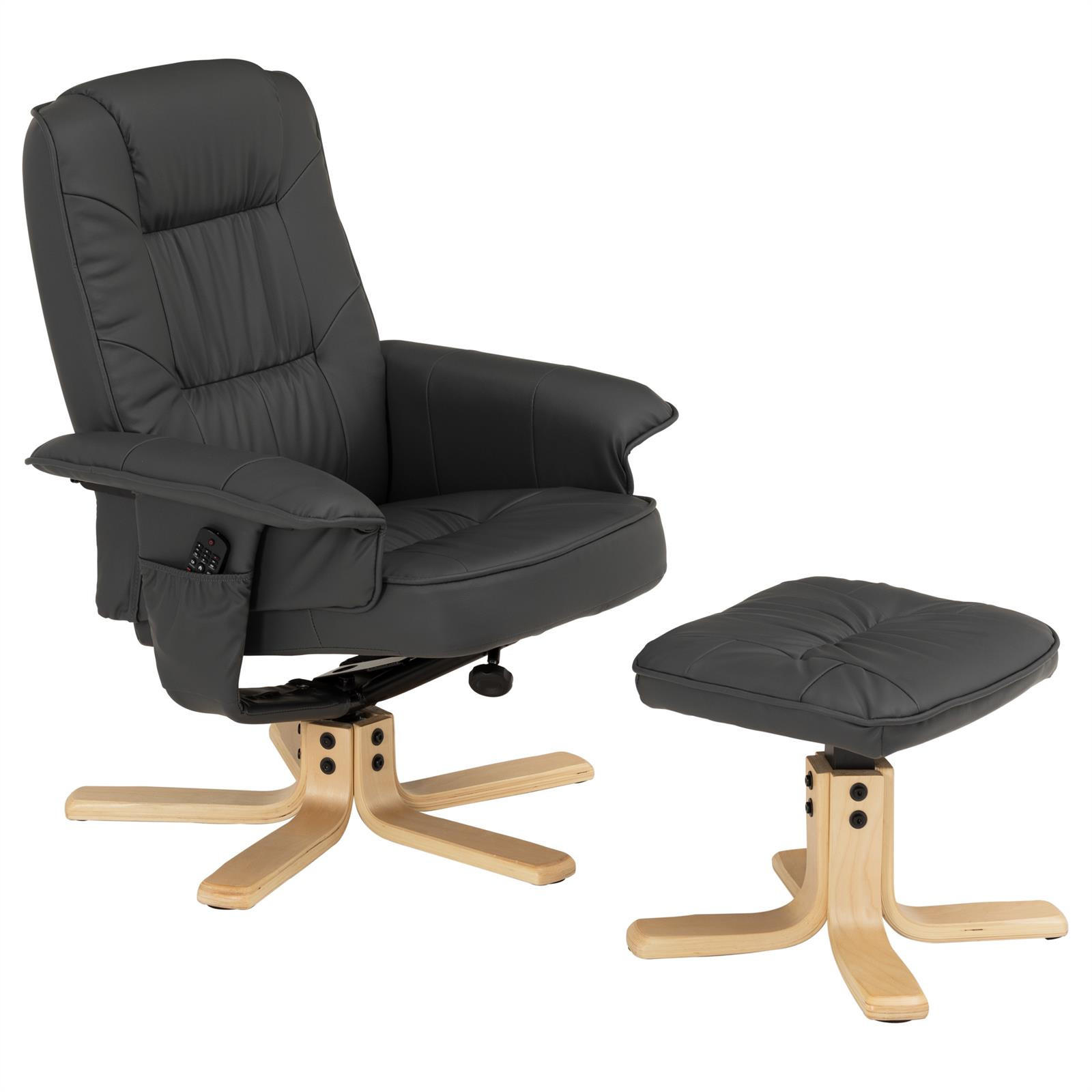 RELAXSESSEL KUNSTLEDER, SET MIT HOCKER CHARLY - Grau, Textil (76/87/61cm) - IDIMEX