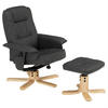 RELAXSESSEL KUNSTLEDER, SET MIT HOCKER CHARLY - Grau, Textil (76/87/61cm) - IDIMEX