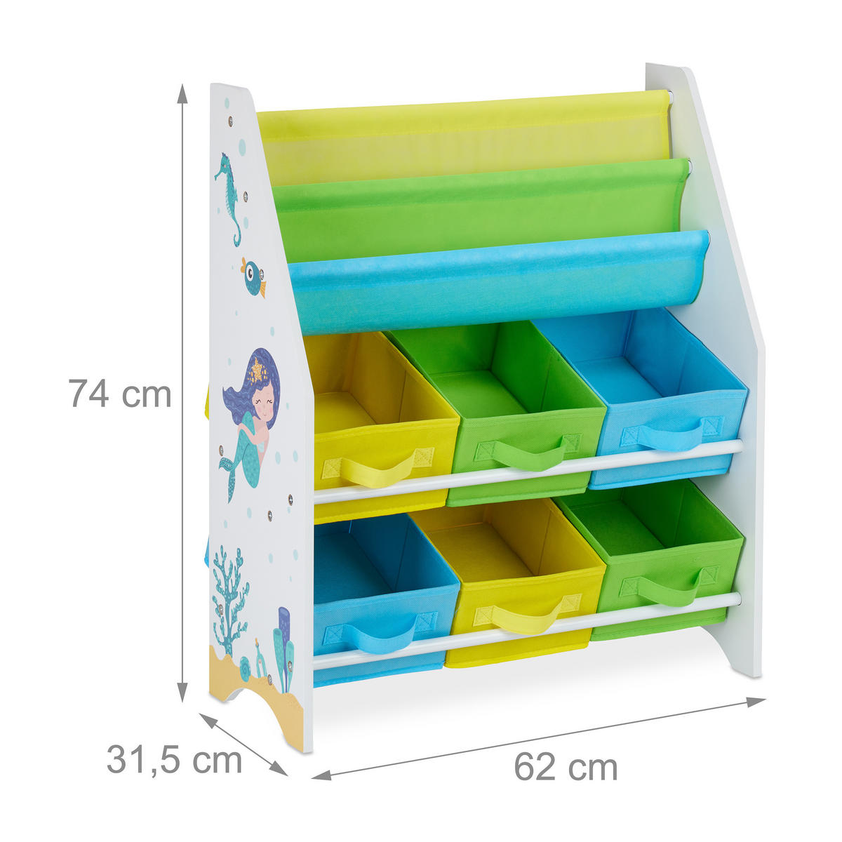KINDERREGAL - Multicolor, Holzwerkstoff/Kunststoff (62/74/31.5cm) - Relaxdays