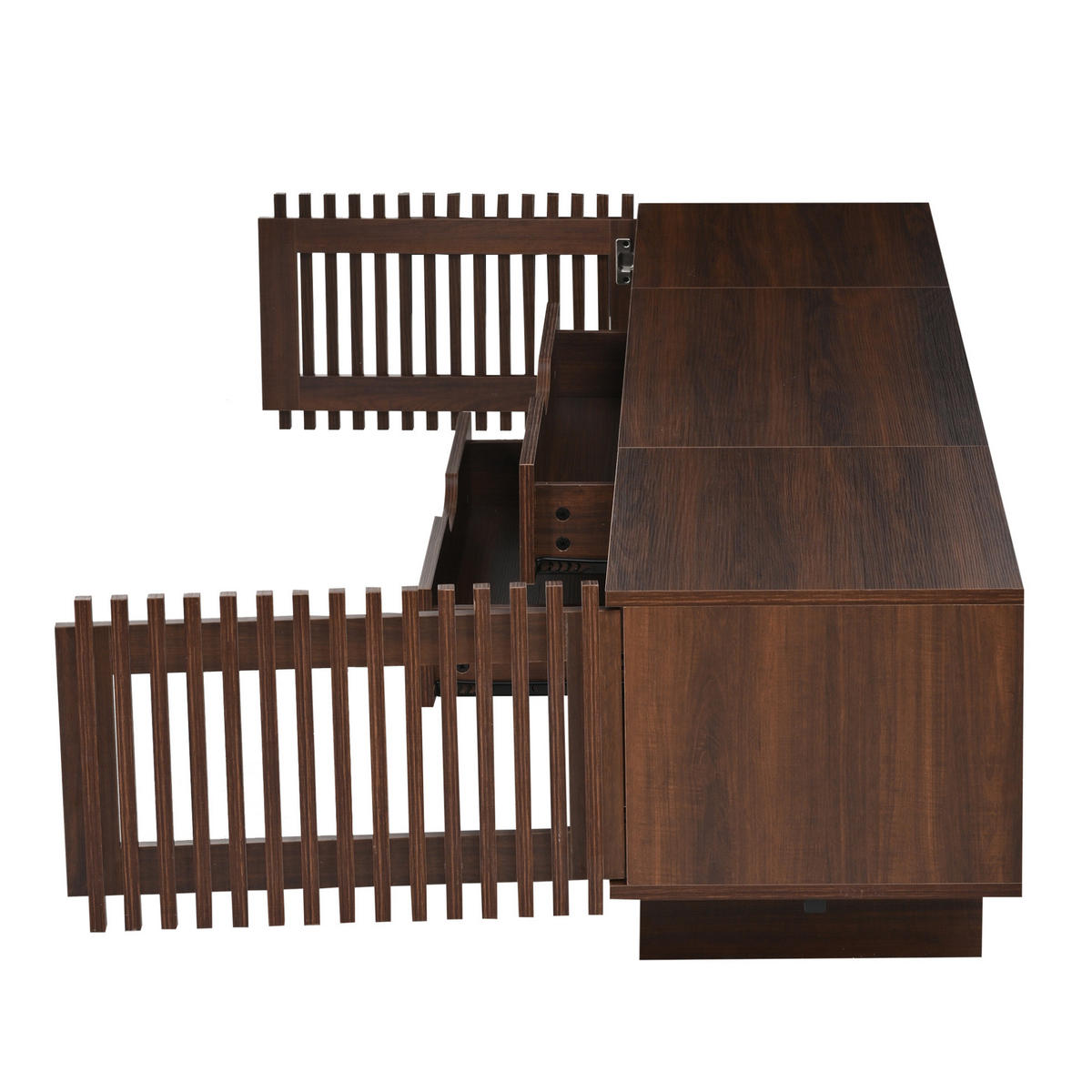 TV-SCHRANK 180/40/45 cm dunkel walnuss aus MDF mit 2 Schubladen - Braun, Holzwerkstoff (180/45/40cm) - OKWISH